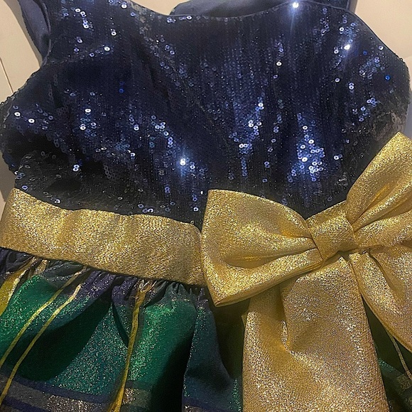 Bonnie Jean Girls (12) Navy Plaid Hi-Low Party Dress with Matching Doll Dress - Picture 6 of 15